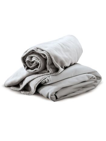 Microfaser Fleece-Decke mit Fellrückseite Cover 8952-11 silber
