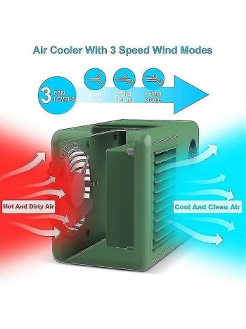 Persönlicher Luftkühler-Ventilator, kabellose tragbare Klimaanlage mit 2000 mAh und 3 Geschwindigkeitsmodi, wiederaufladbar